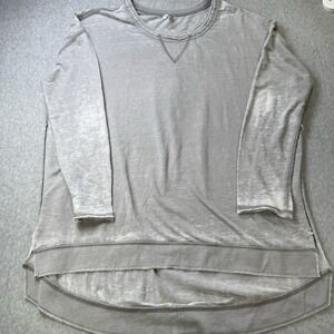 Z Supply Women's Long Sleeve Hi Low Hem Tunic‎ Sweatshirt Gray Raw Edge Sz M"